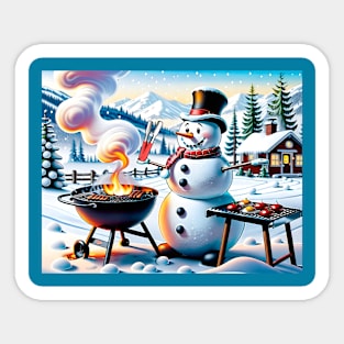 Frosty BBQing Sticker